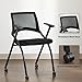 BoisKom Stackable Foldable Conference Room Chairs with Wheels, Folding Office Desk Chair with Cushion for Training Room, Guest Reception Chair (Black)