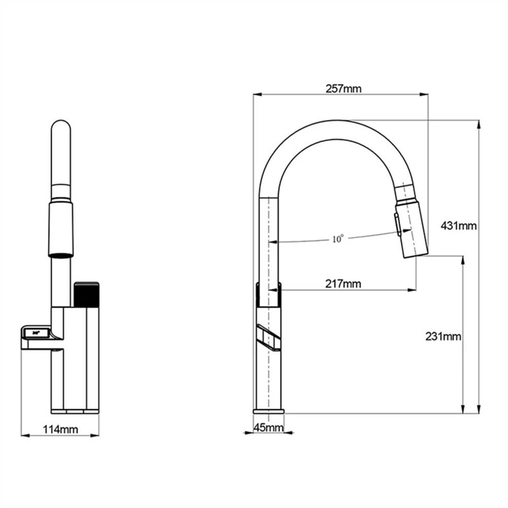 Bateria kuchenna z wyciąganą wylewką, bateria zlewozmywakowa z funkcją Smart Touch i 3-trybowym wyświetlaczem cyfrowym, bateria zlewozmywakowa z mieszaczem do wody zimnej,