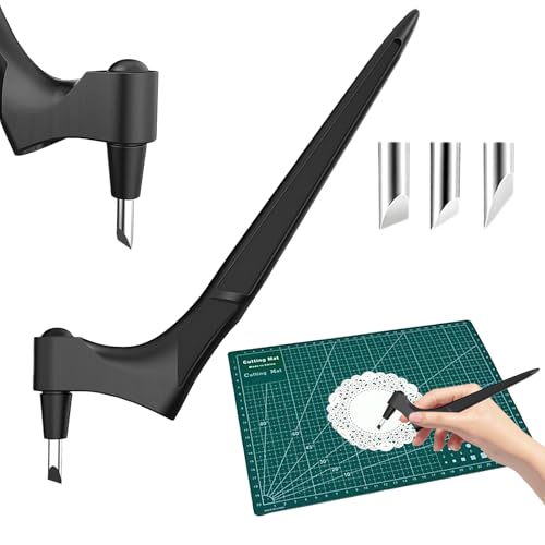 LUMOOM Set Di Coltelli Da Artigianato In Acciaio Inox 360 Gradi Di Precisione Con 3 Lame Di Ricambio 1 Tappetino Da Taglio Utensili Per DIY Scrapbooking Modellismo (Nero)