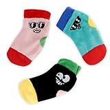 Andiker 3Pcs Cat Crinkle Toys, Plush Cats Toy Embroidered Hide and Seek Socks with Crinkle Sound Inside, Scratch Bite Kick and Reduce Boredom Interactive Cat Toys for Indoor Cats and Kittens