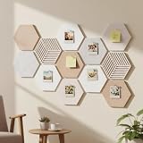 Acidea Sześciokątne tablice korkowe na ściany, samoprzylepne, DIY, filcowe płytki korkowe z 50 pinezkami, do biura, szkoły, domu, dekoracja ścienna, naklejki, notatki, zdjęcia, 12 szt