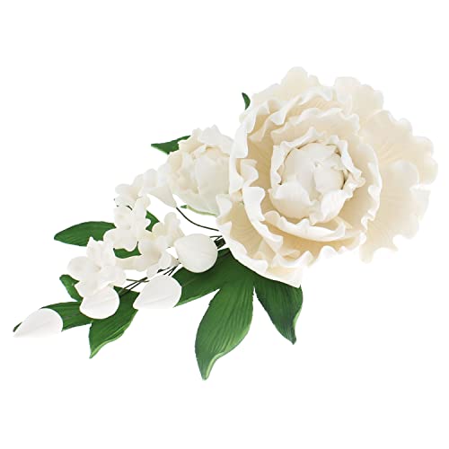 Cake Flowers – Gumpaste Flower for Cakes - White Peony Spray Decoration for Cakes - Handmade - 1 Count – by Global Sugar Art and Chef Alan Tetreault