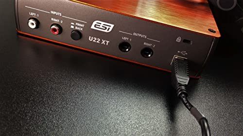 ESI U22 XT | Professional USB Audio Interface for PC and Mac with XLR, RCA and DI Inputs, Recording, Podcasting & Streaming for Guitarists, Vocalists or Podcasters, Music Production Software Included