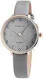  Excellanc Damenuhr Grau Rosègold Fische Analog Metall Leder Armbanduhr