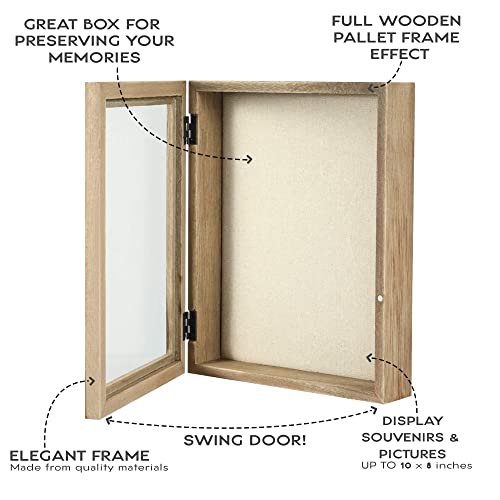 Shadow Box Display Case – Black Wooden Shadow Box Frame - Showcase Bottle Caps, Shells, Ticket Stubs, Airline Tickets, Ideal for Memorabilia Photos, Flowers, & Medals (10 x 8 in)