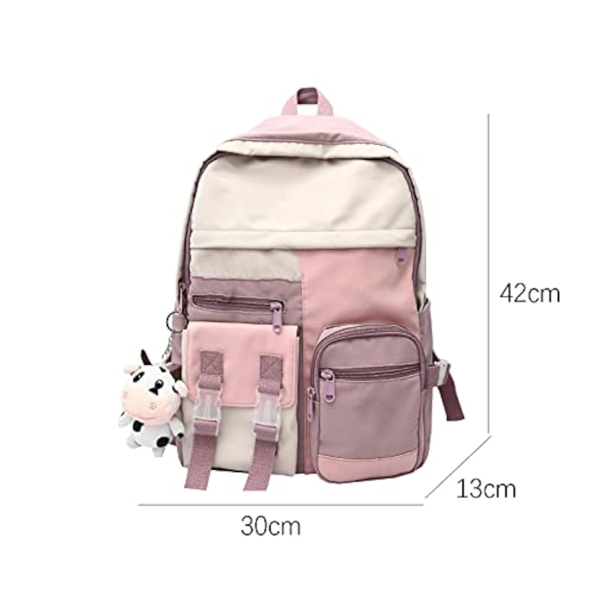 Women's Cute Pink Nylon School Backpack, Waterproof