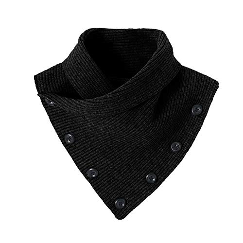 Women Winter Knitted Turtleneck False Fake Collar Buttons Solid Color Short For Scarf Wrap Windproof Neck Warme Fals, Black