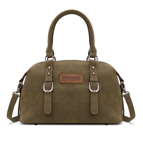 Wrangler Suede Bag Top Handle Purse Hobo Shoulder Satchel Handbags Suede Doctor Crossbody Barrel Handbags for Women WG48-51102GN