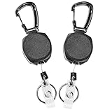 2 Pack Retractable Keychain, Sheepskin Multitool Carabiner Badge Holder, Retractable ID Badge Clip Reel, Key Chain with Steel Cable and Key Ring, Badge Reel Carabiner Key Chain
