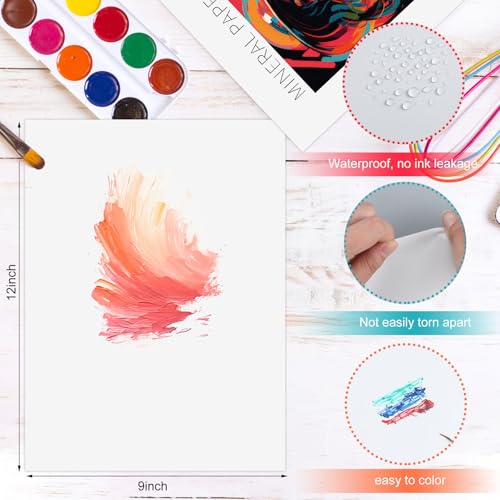 MotiMind 30 Sheets Mineral Paper 8.66 x 11.69 Inches Unbound Stone Paper Sketchbook White Blank Alco