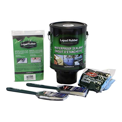 Liquid Rubber Waterproof Sealant Kit, Black, 1 Gallon