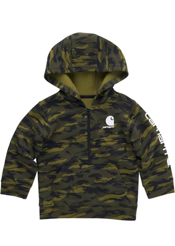 Carhartt Little Kid's CA6580 Long-Sleeve Half-Zip Camo Sweatshirt - Little Toddler Boys - 2 Toddler - Green Camo3