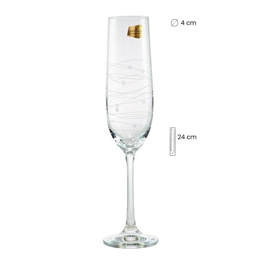 Set 6 copas cava decoradas modelo ELEMENTS 24 cm. motivos lineales surtidos 19 cl.