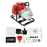 BJTDLLX 1.7PS Benzin Wasserpumpe 43CC 2 Takt Gartenpumpe, 1 Zoll Schmutzwasserpumpe mit Benzinmotor, 8500 U/min Selbstansaugend Teichpumpe für Bewässerung, Entwässerung, max. Förderhöhe 30m