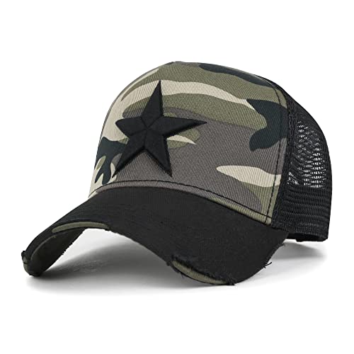 ililily Star Embroidery Black White Trucker Hat Cotton Baseball Cap product thumbnail 16