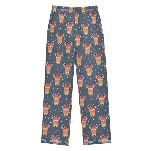 Reinddeer Christmas Balls Boys Long Pants Soft Trousers Elastic Waist Kids Lounge Bottoms with Pockets S-XL