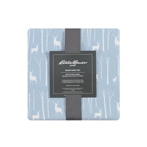 Image of Eddie Bauer - Flannel Sheets Full Size, Anti-Pilling & Wrinkle Resistant Cotton, Touchably Soft for All-Season Comfort - Bed Sheets with Matching Pillowcases & Fitted Sheet (Birch Forest)