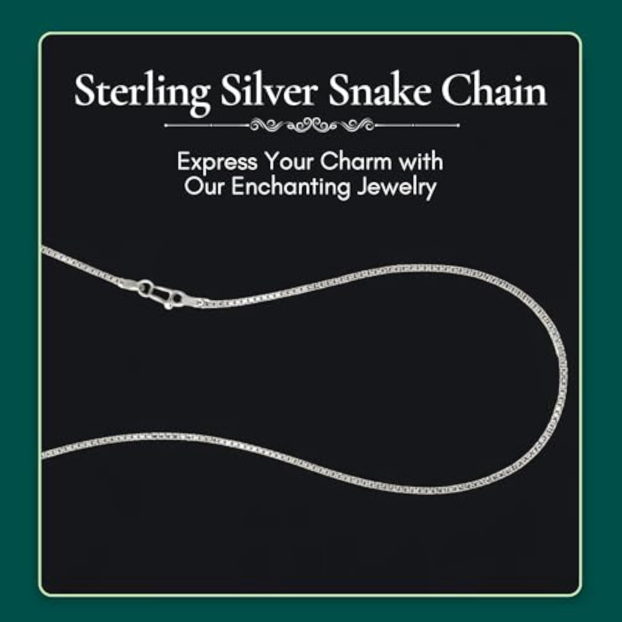 Sterling Silver Snake Chain for Women and Men, 20 Inch