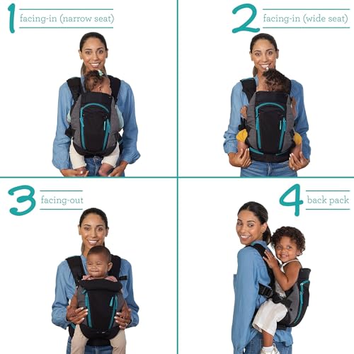 INFANTINO Carry On Multi Pocket Babytrage Ergonomische mit 3 Tragepositionen für Säuglinge und Kleinkinder von 3.6-18.14 kg, grau