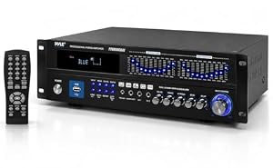 Pyle Bluetooth Hybrid Home Amplifier - 6-Channel 2000W Rack Mount Power Amplifier Receiver w/ Radio - Dual 10 Band EQ, Karaoke Microphone x2, USB, RCA, COAX, OPT, DVD Inputs, HiDef Input and Output