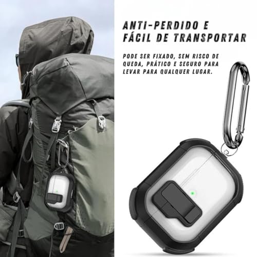 Capa compatível com Airpods Pro 2ª/1ª geração (2023/2022/2019) com clipe de bloqueio seguro para Air