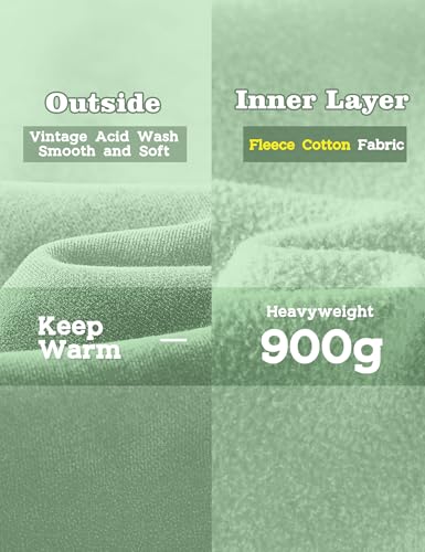 Image of FAIABLE Womens Oversized Acid Wash Hoodie Unisex Heavyweight Cotton Hoodies Fleece Vintage Washed Sweatshirt Women Men