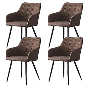 CLIPOP Eetkamerstoel 4-delige set, kunstleer keukenstoel, beklede stoel, retro design, armleuningstoel, woonkamerstoel…