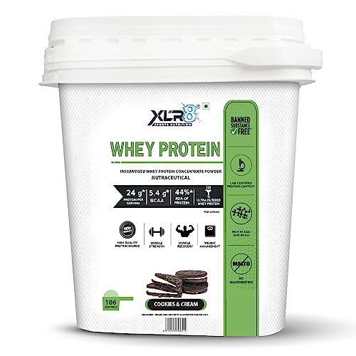 Image of XLR8 Whey Protein Powder with 24 g Protein Content & 5.4 g BCAA (3628 g (Pack of 1), Cookies & Cream)