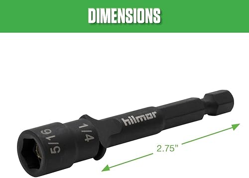 Miniatura 7 de Hilmor 1937881 Juego de destornilladores magnéticos reversibles de 2.75 pulgadas con tamaños de tuerca de 116 a 516 pulgadas, broca de acero de