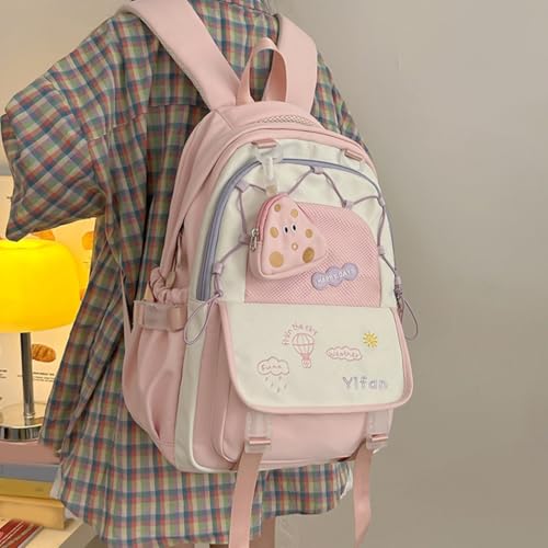 Mochila escolar de gran capacidad con monedero y compartimentos de nailon resistente 7