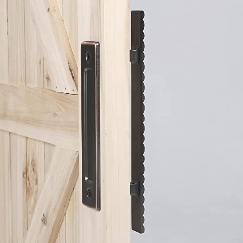 Eumtenr Heavy Duty Solid Brass 12" Pull And Flush Barn Door Handle Set, Two-Side Design, For Diy Sliding Barn Door Handle Gates Garages Sheds Furniture, Oil Rubbed Bronze #TOP3