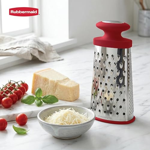 Rubbermaid Stainless Steel Cheese Grater - 9.5" Oval Handheld Box Grater with EZ Grip Handle - Multi-Surface Food & Cheese Shredder | Zester & Graters for Kitchen - Dishwasher Safe - image 6