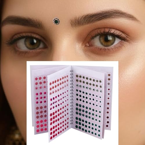 Image of VAMA Fashions Multicolour Stone Self Adhesive Kumkum Bindis Sticker Bindiya Bride Groom Forehead Bindi Spiral Book Booklet for Women & Girls (Glitter Bindi Booklet)