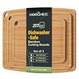 Keechee Dishwasher Safe Bamboo Cutting Boards Durable Lightweight Wood Cutting Board for Busy Kitchen, Easy Clean Wooden Chopping Boards with Juice Groove Set of 3 (L+M+S)