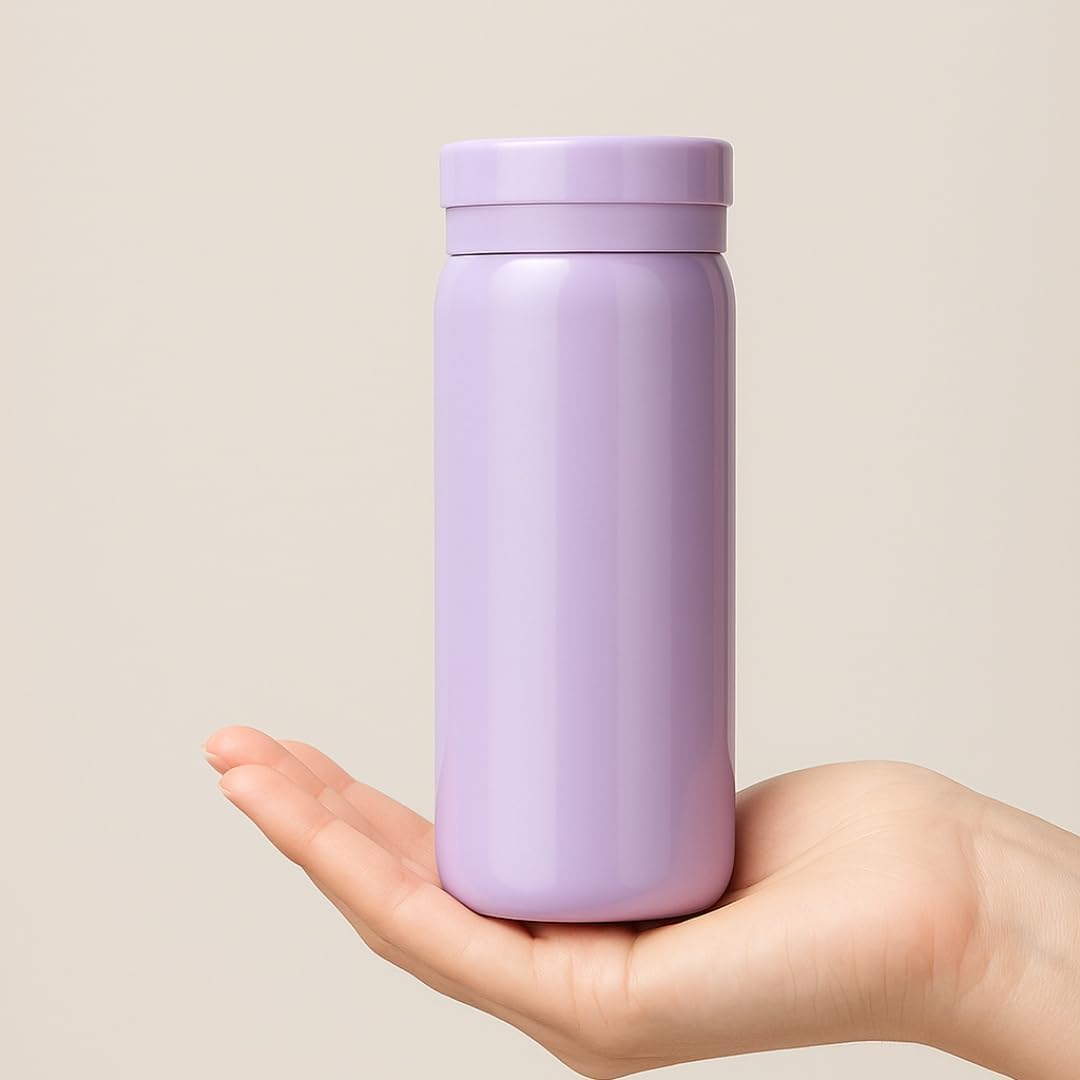 Mini Stainless Steel Insulated Water Bottle, 6.8 oz, Pocket Flask, Small Travel Tumbler, Leak Proof, BPA Free, Keep Hot and Cold (Purple) - Image 2