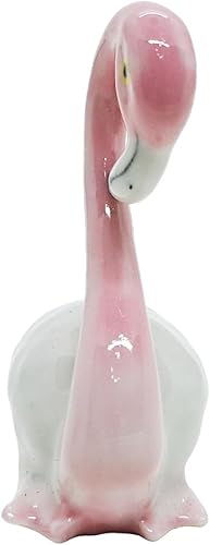 Miniatura 8 de WitnyStore Pequeña figura de pájaro flamenco sentado de 1 pulgadas de largo, rosa y blanco, hecha a mano, pintada a mano, pájaros de cerámica,