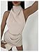 SOLY HUX Women's Ruched Halter Mini Dress Tie Backless Bodycon Evening Party Cocktail Dresses Plain Apricot Medium