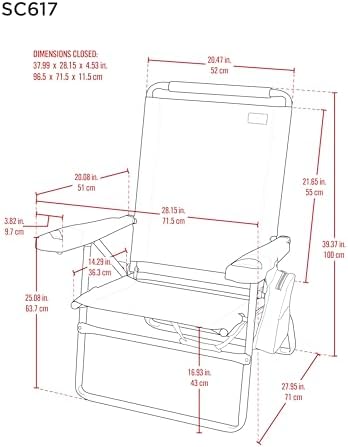 Rio Beach 17" Extended Height 4 Position Folding Beach Chair