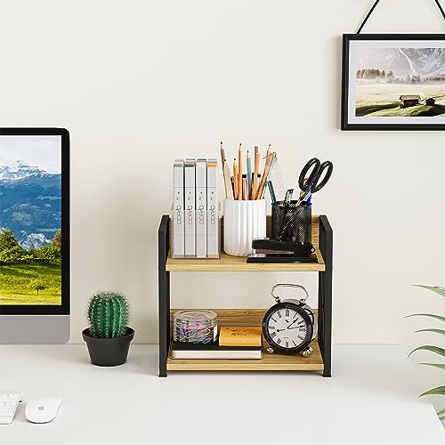 Giikin Countertop Shelf Organizer, 2 Tier Kitchen Spice Rack Organizer for Countertop, Wood Coffee Counter Shelf Organizer for Home (Bamboo, S) by Giikin - Image 8