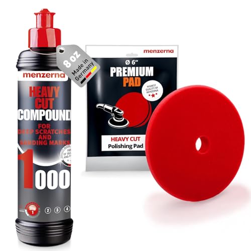 Image of menzerna Deep Scratch Remover Kit I Car polishing Set with Menzerna Heavy Cut 1000 (8oz) and 6 Inch Polishing Pad I Deep Scratch Remover Kit for All Types of Vehicles