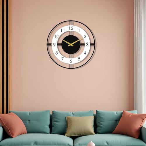 Image of Auromin Modern Wall Clock for Living Room Stylish | Big Size Modern Style Decorative Wall Watch for Home, Hall, Bedroom & Office | Premium Fancy Wall Clock for Living Room Wall Decor