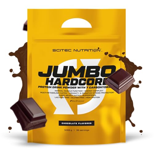 Scitec Nutrition Jumbo Hardcore, Weight Gainer alto en proteína con Amino Select Matrix, Superfoods, Creatina y con 7 carbohidratos, Sin Gluten y Sin Lactosa, 5355 g, Chocolate