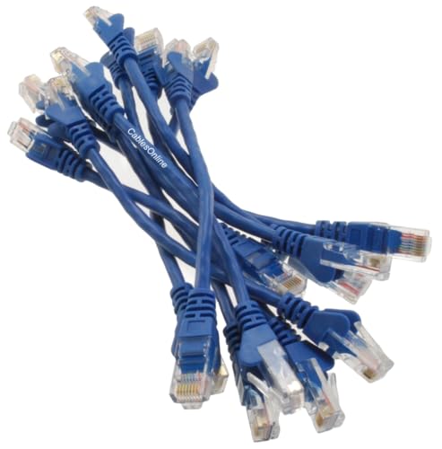 CablesOnline 10-Pack 6inch CAT5e UTP Ethernet RJ45 Full 8-Wire Blue Patch Cable, U-000BL-10