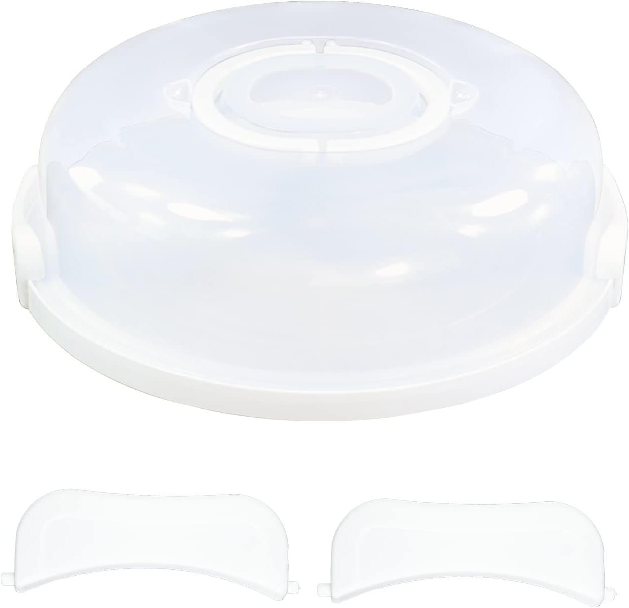 12inch Portable Pie Carrier with Lid and Cupcake Muffin Tart Cookie Keeper Food, for Wedding Party Baby Shower Party Christmas (White)