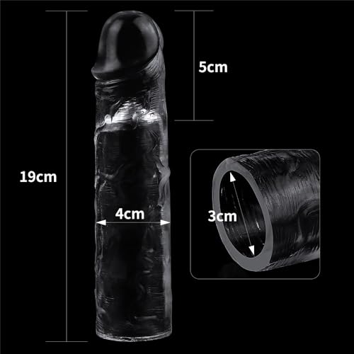 Capa Peniana Transparente Extensora Jelly 19cm x 4cm Cyberskin Firme 13,5cm Penetrável Texturizada