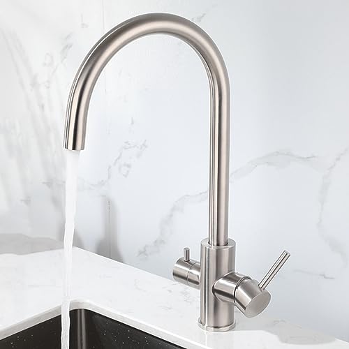 Robinet 3 voies cuisine en acier inoxydable brossé durable - 2