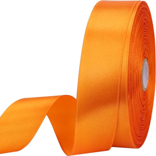 1 inches 50 Yard Orange Satin Ribbon for Gift Wrapping Wedding Crafts Christmas Easter Floral Hair Invitation Decorations and More