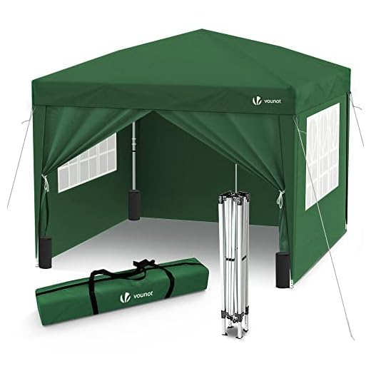 VOUNOT® Carpa Plegable Gazebo 3x3m con 4 Paredes y 4 Bolsas de Arena, Cenador Pabellón de Jardín para Camping, Fiestas, Exterior, Color Verde