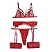 MGSFGlk Ensemble de lingerie sexy en dentelle pour femme - Lingerie sexy - Ensemble de lingerie en dentelle - Sous-vêtements sexy, rouge, XL