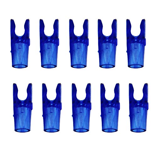 UP100 50 PCS Red&Transparent Yellow/Green/Red/Blue for OD 3.2mm Pin Nock L Size for Archery Arrow Nock (Transparent Blue)